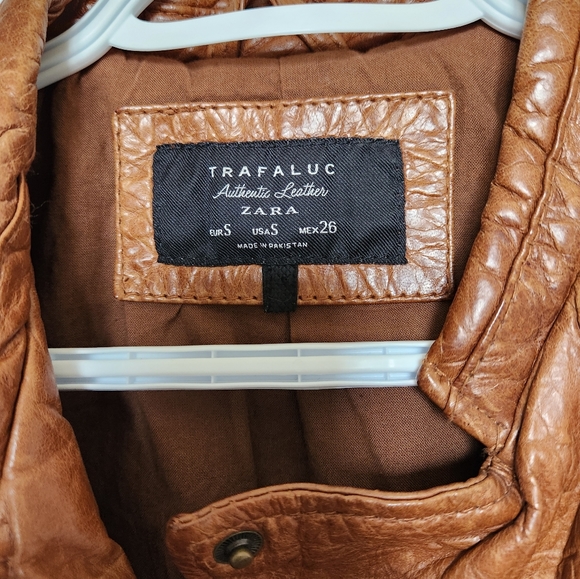Zara trafaluc leather jacket (Camel) - Picture 5 of 6